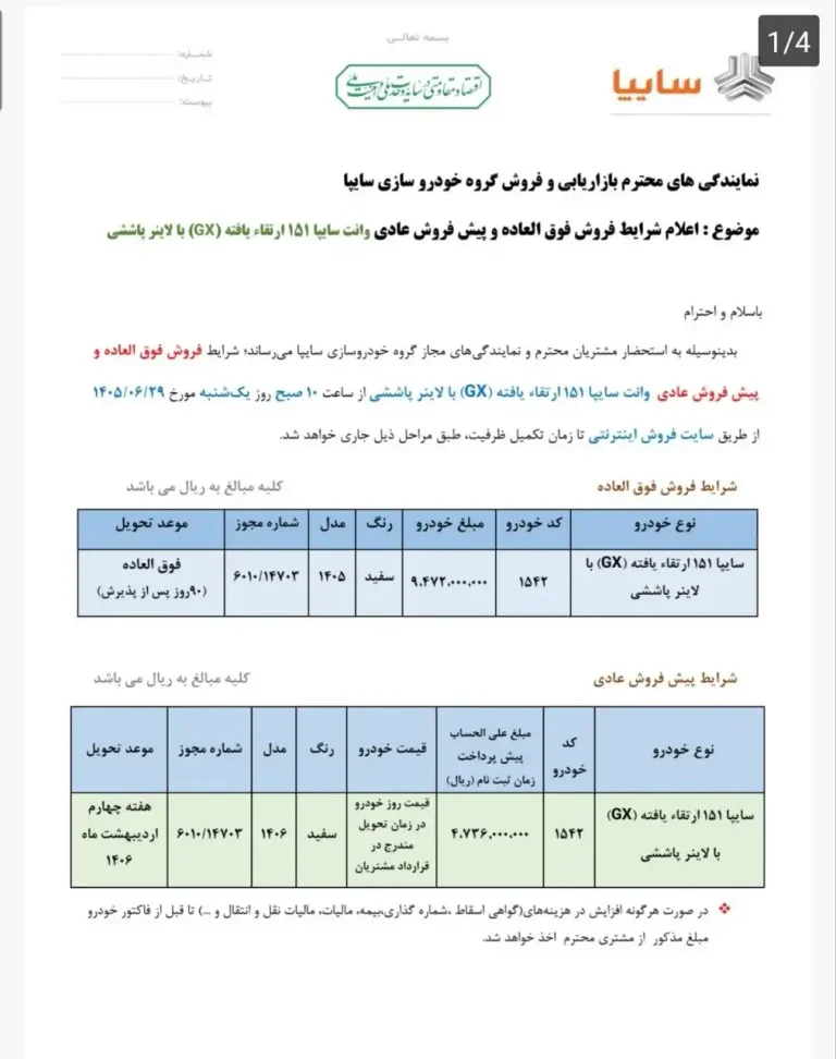 شرایط فروش پراید 151 اعلام شد – شهریور 1405
