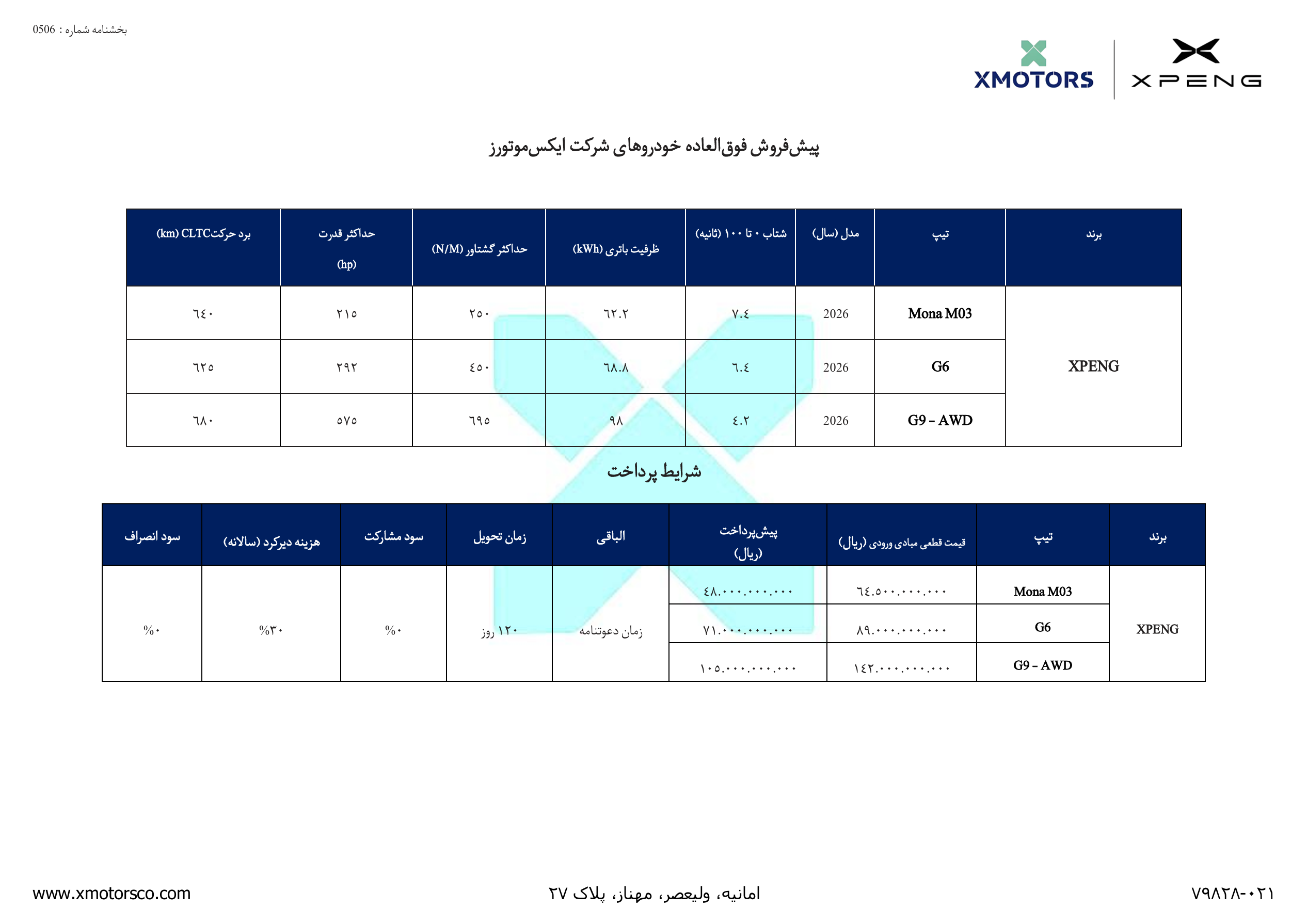 شرایط فروش خودروهای ایکس پنگ اعلام شد - شهریور 1405